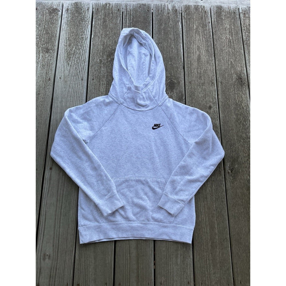 Nike Sportswear Essential Fleece Hoodie Womens XS‎ Gray Pullover Jumper
